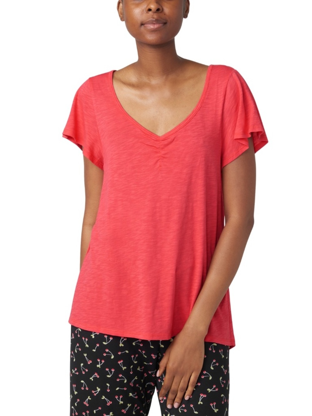 HUE Women's Solid Shirred Pajama T-Shirt – Pink – NWT